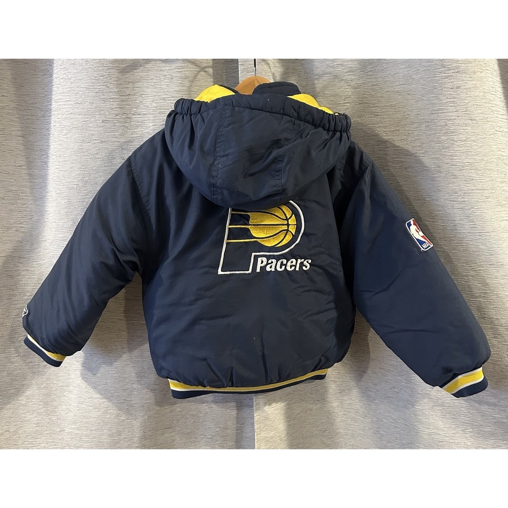 Vtg‎ 1990's Indiana Pacers Starter Ski Jacket Coat Full Zip NBA Blue Yellow 5/6